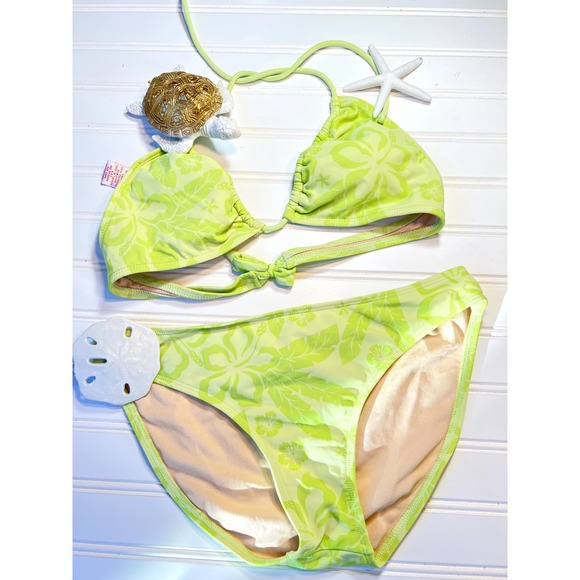 Mossimo Bikini Lime Green Medium Bottom Large Top - Picture 2 of 4